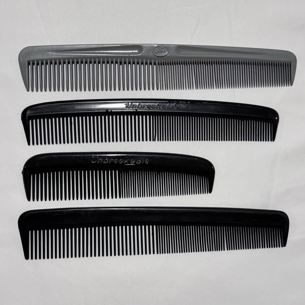 VINTAGE Comb Lot UNBREAKABLE, Goody & Misc Lot of 4 Men's Hair Combs
